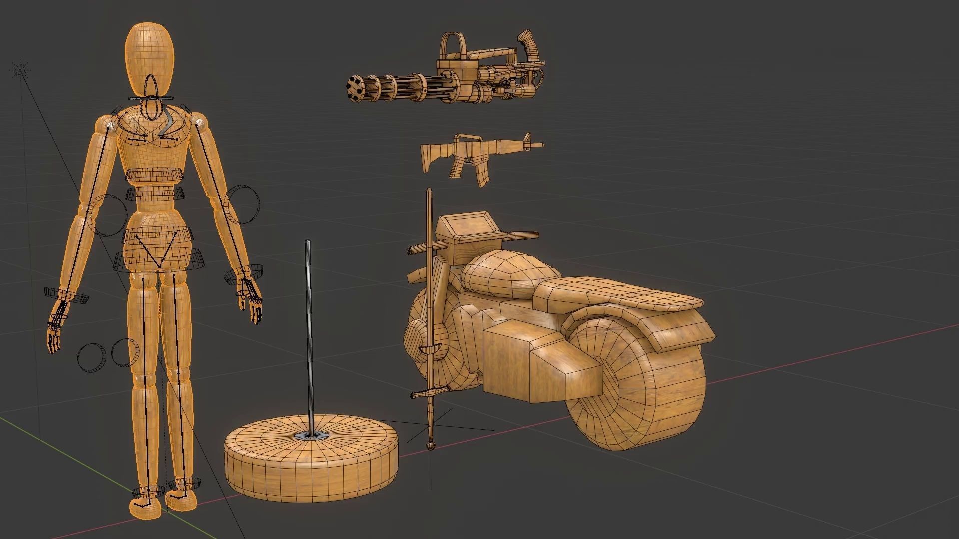 Rigged Wooden Manequin  3D Model 3D model_40