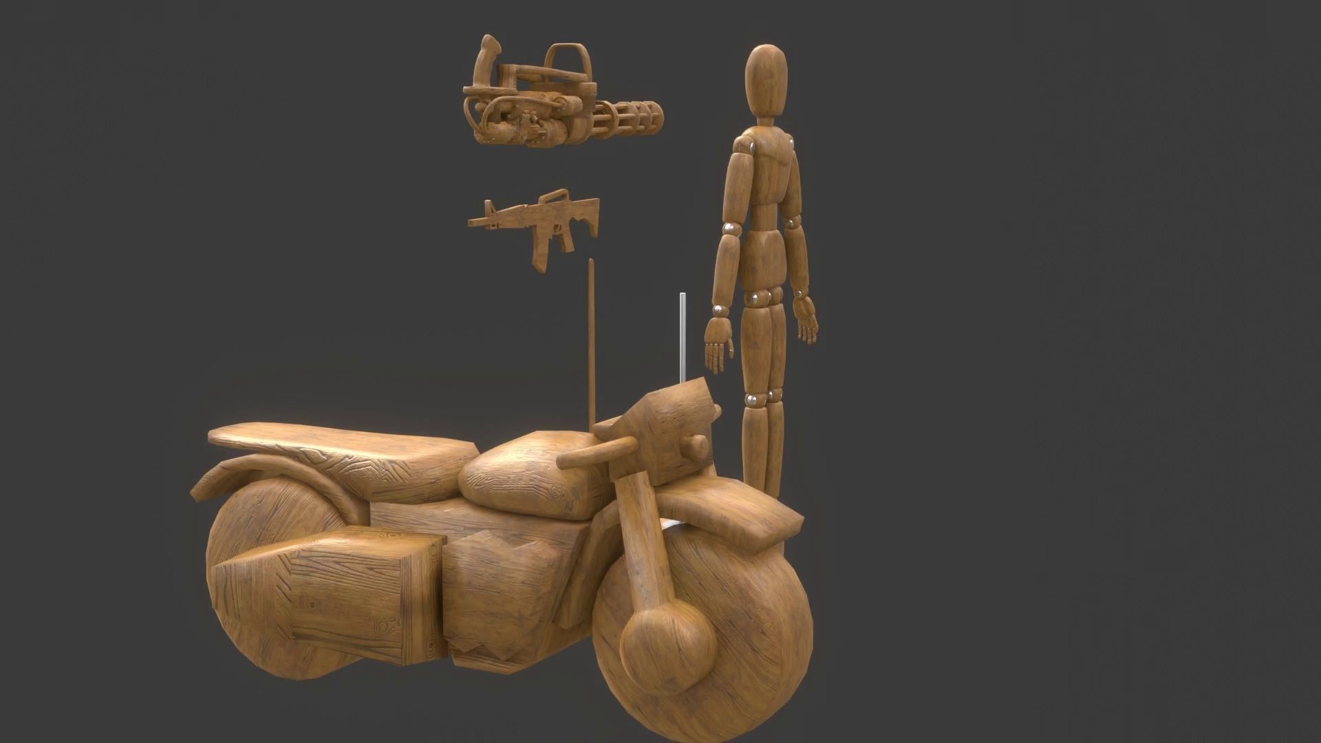 Rigged Wooden Manequin  3D Model 3D model_9