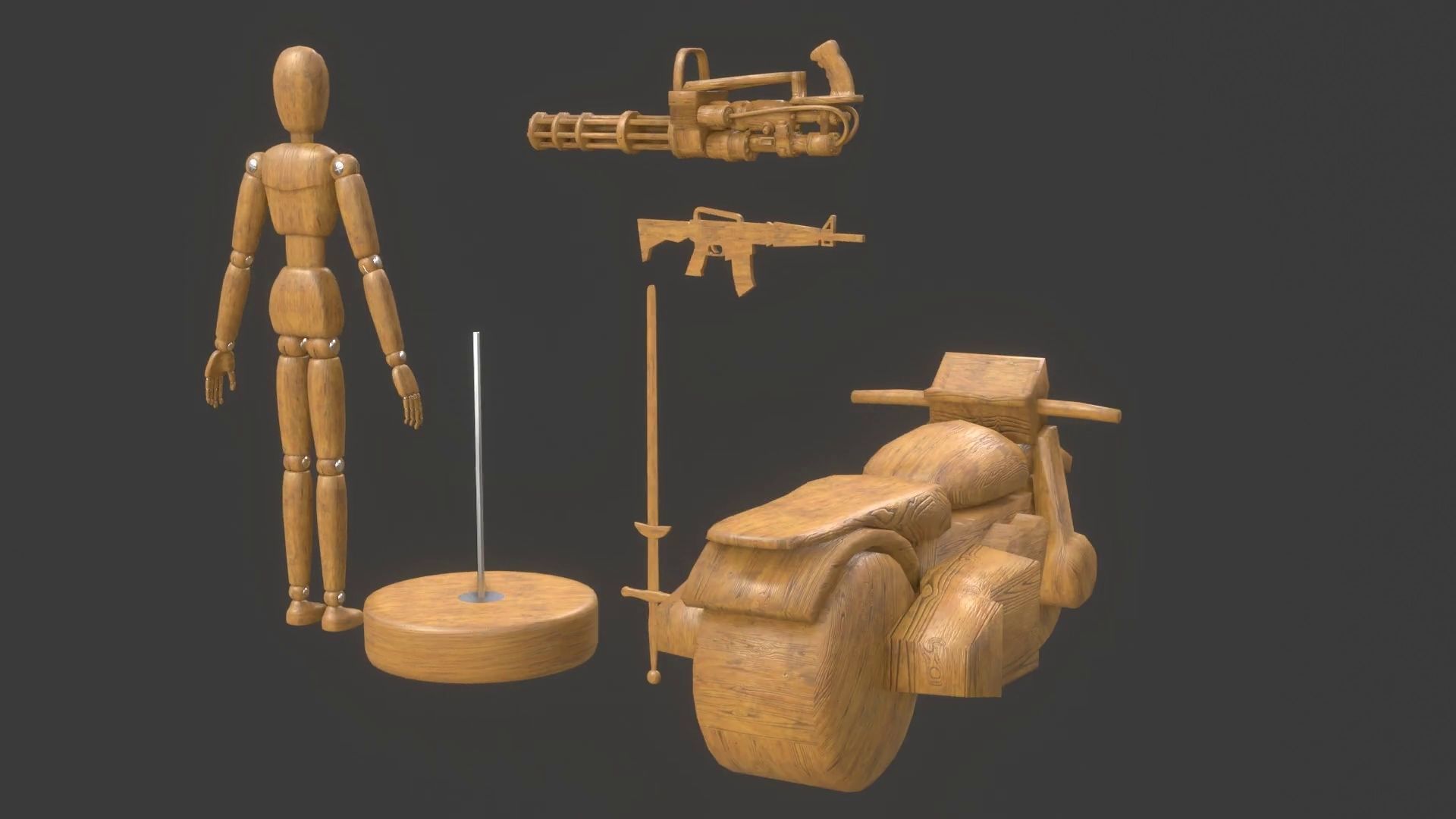 Rigged Wooden Manequin  3D Model 3D model_13