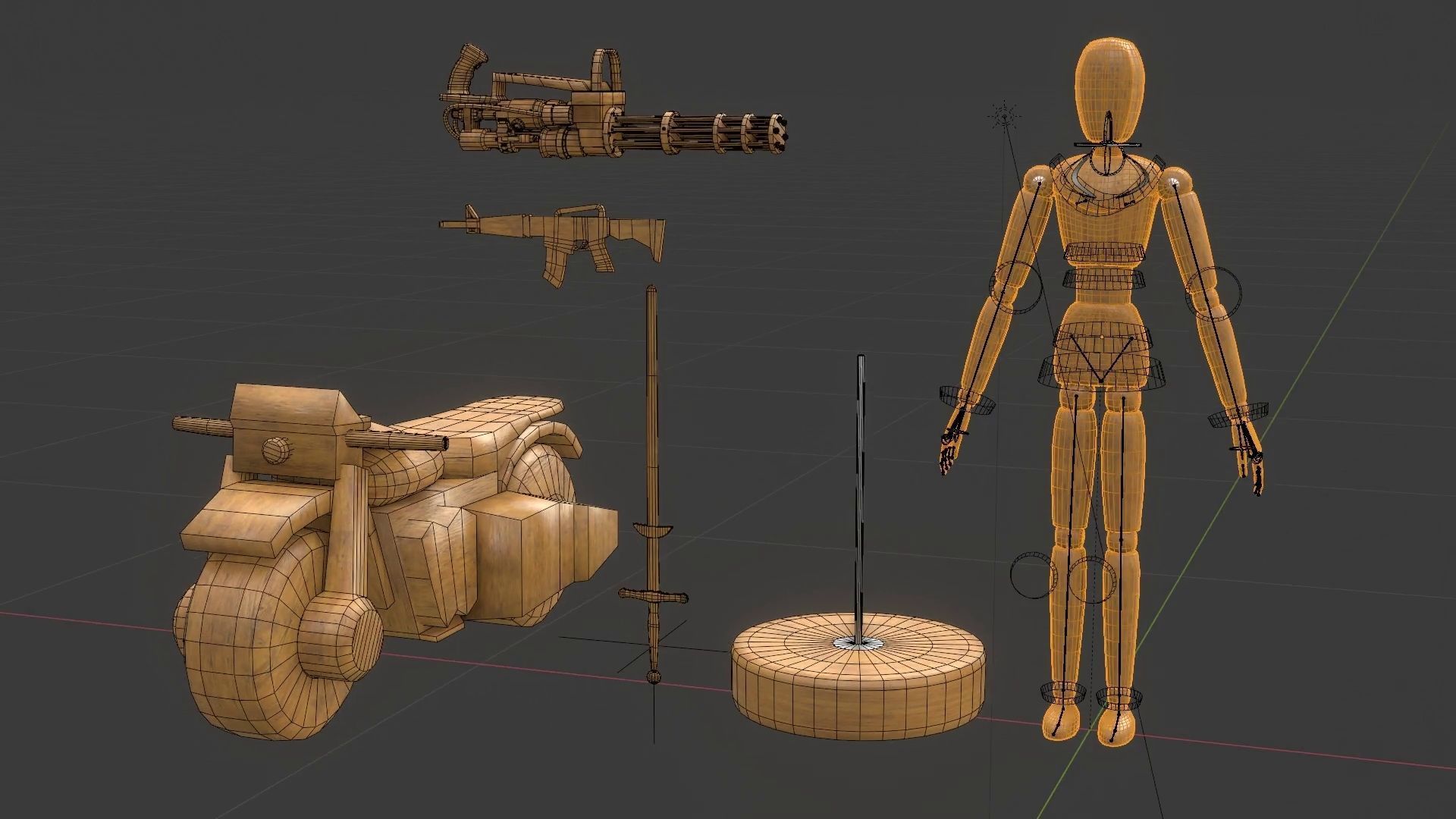 Rigged Wooden Manequin  3D Model 3D model_48