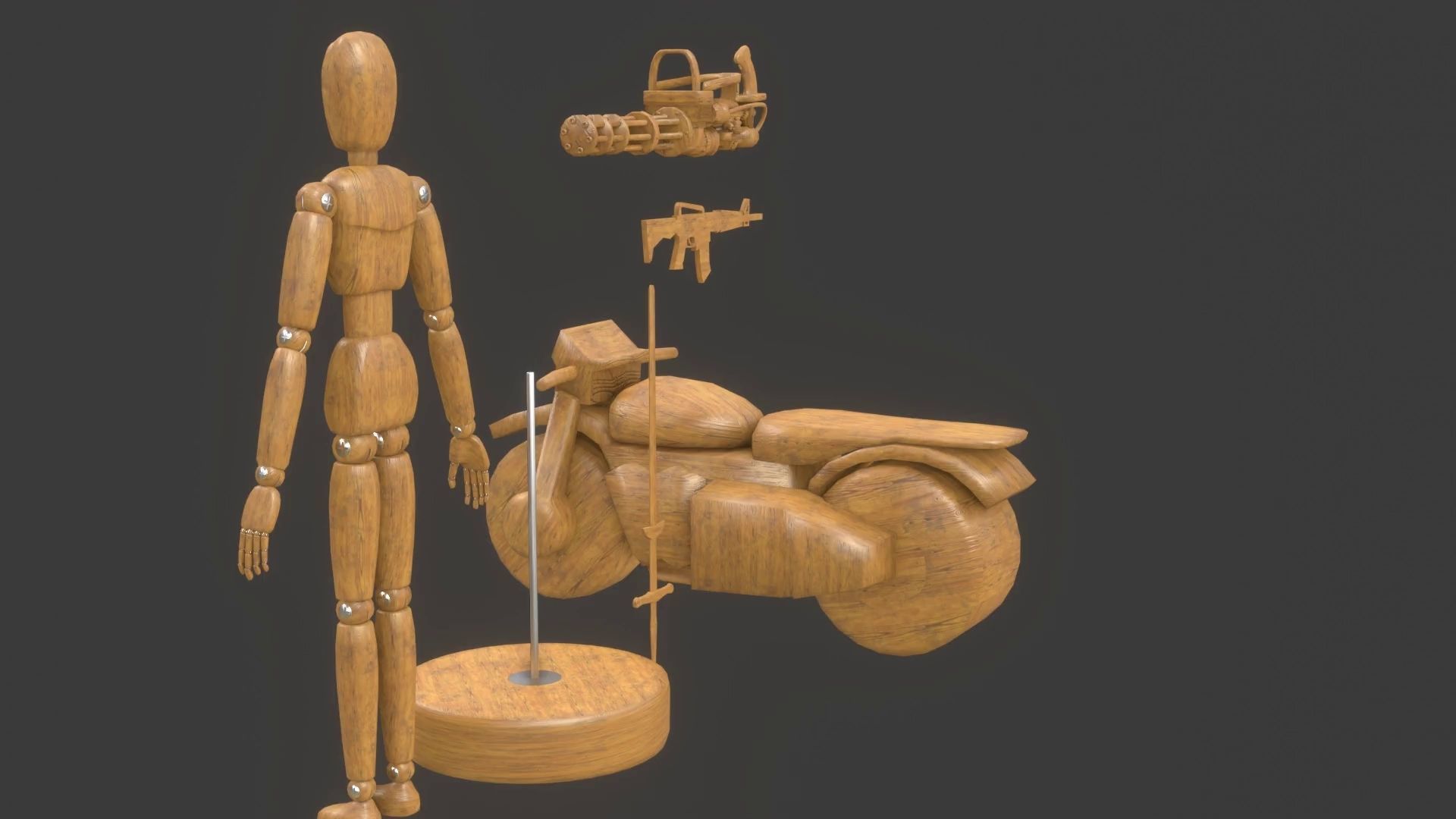 Rigged Wooden Manequin  3D Model 3D model_17