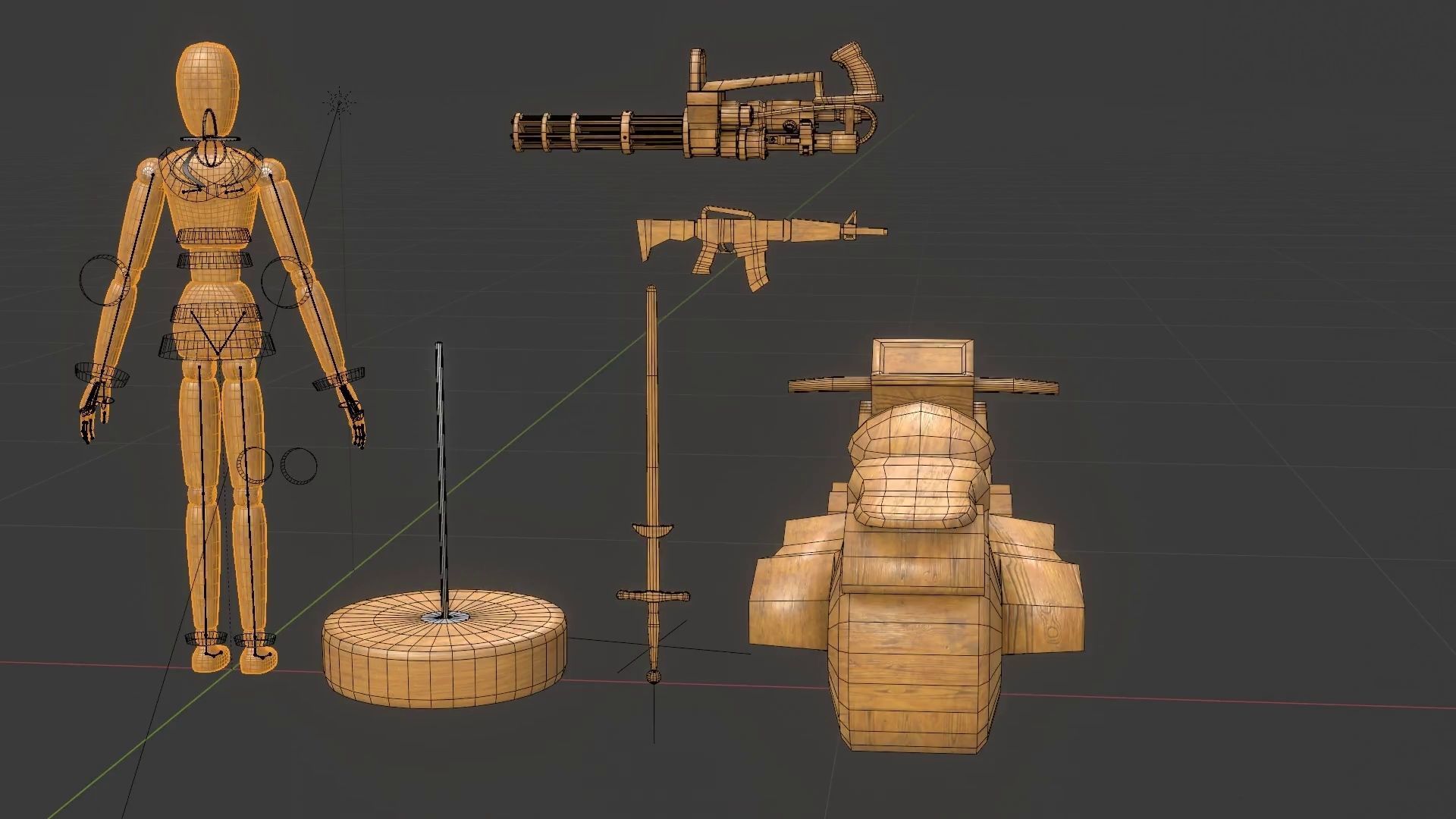 Rigged Wooden Manequin  3D Model 3D model_38