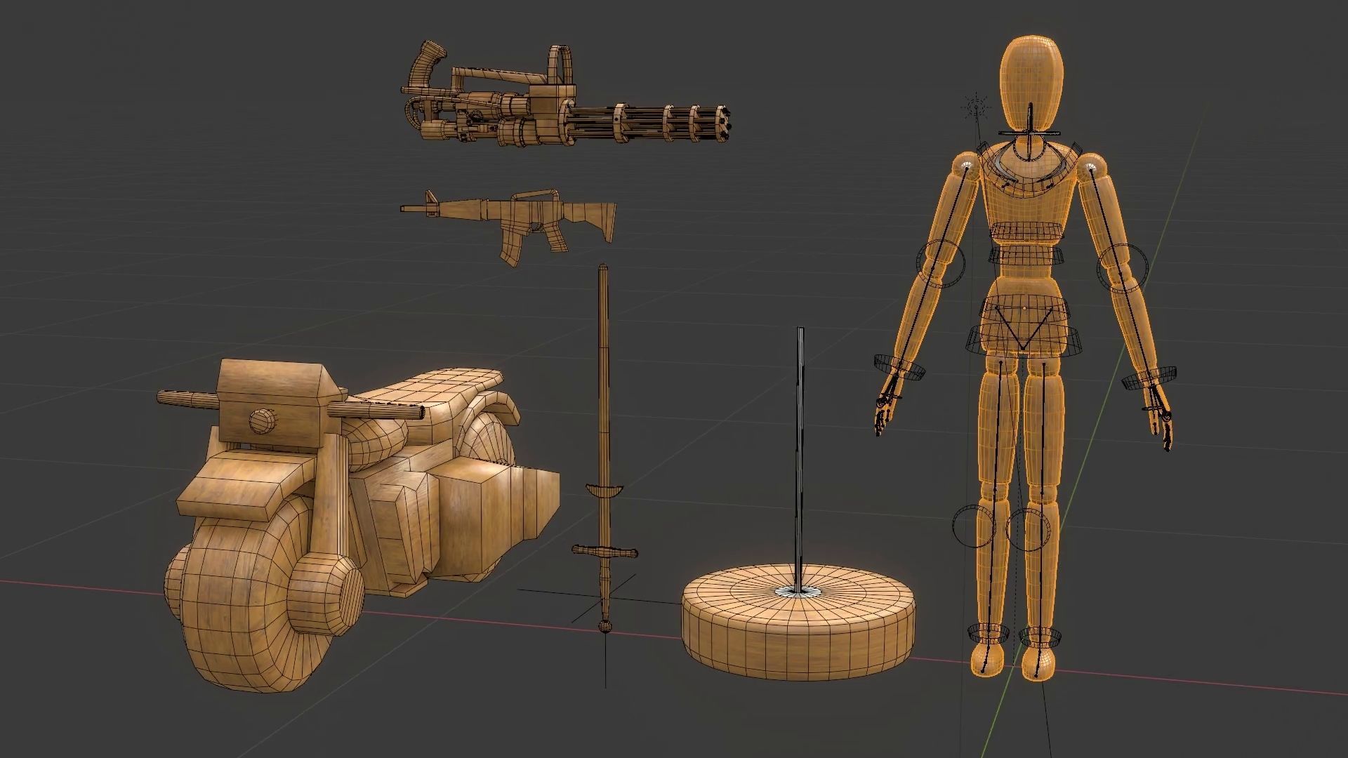 Rigged Wooden Manequin  3D Model 3D model_27