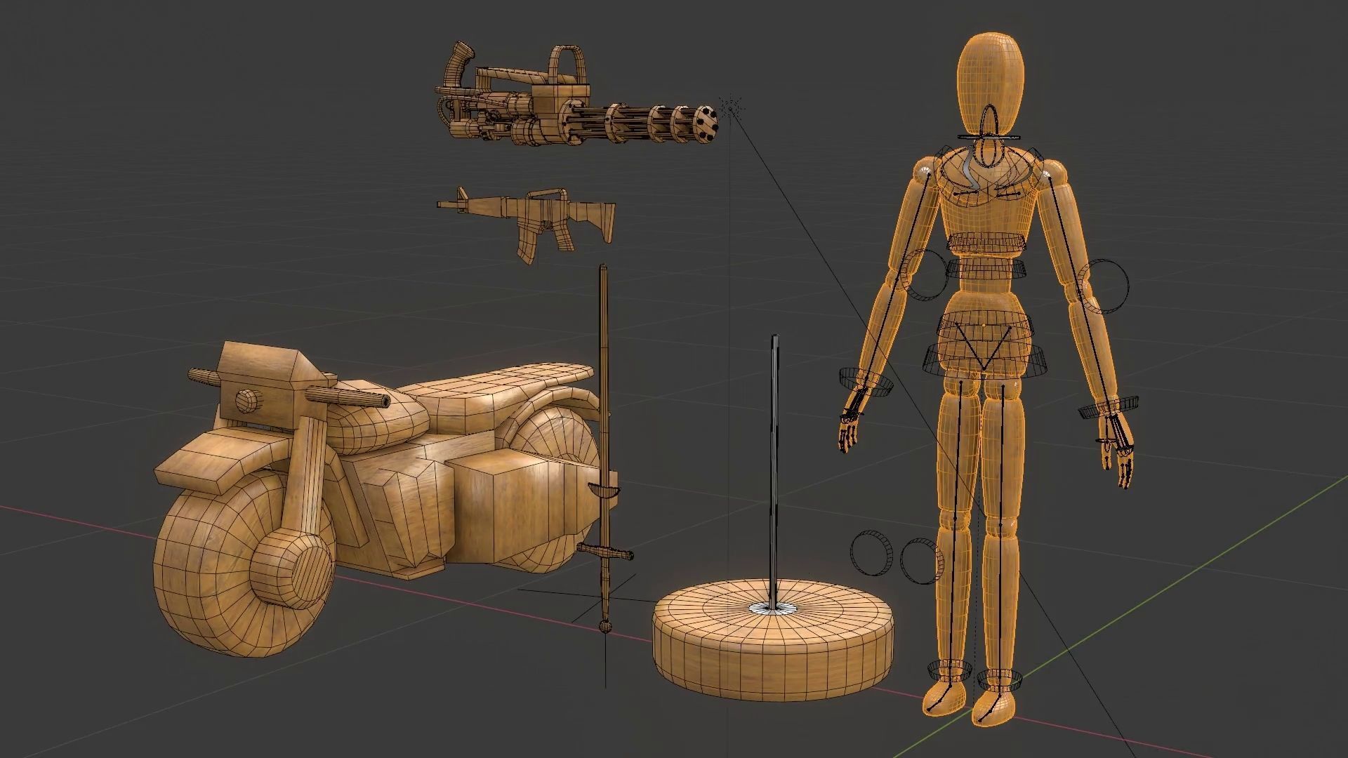 Rigged Wooden Manequin  3D Model 3D model_46