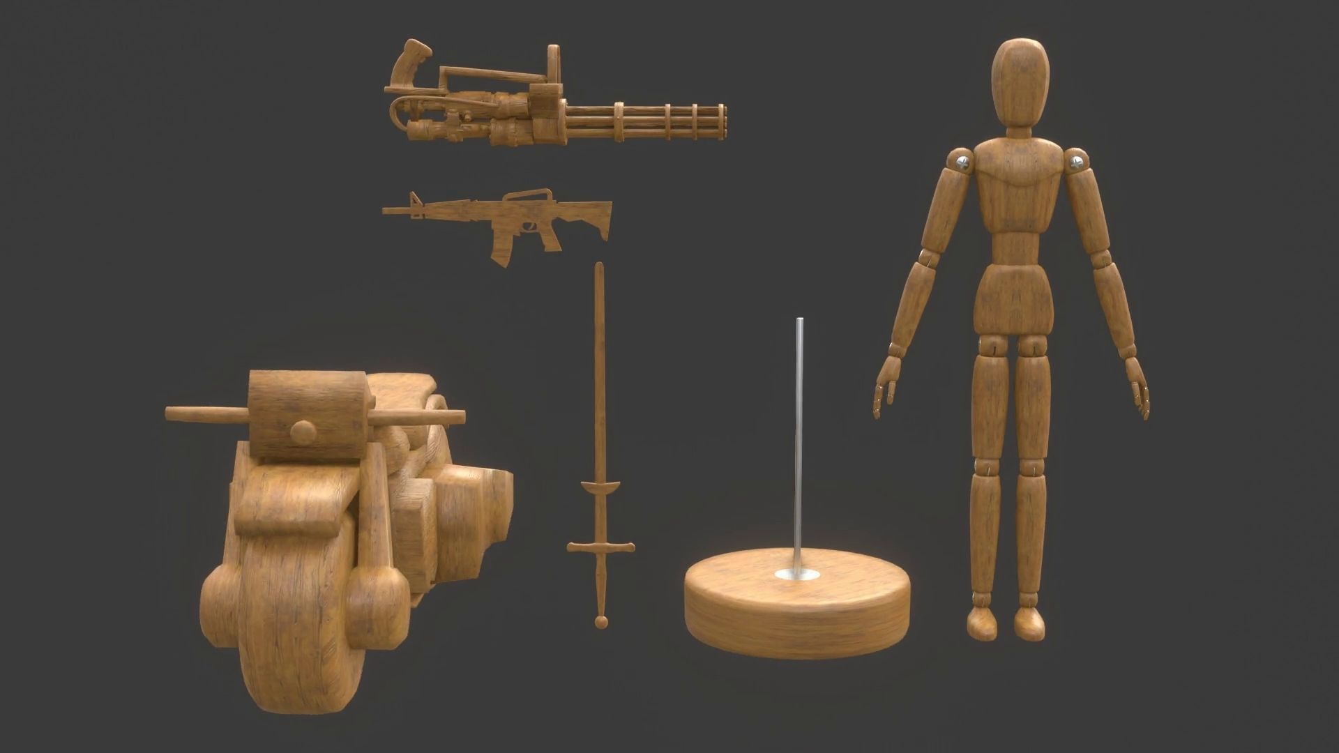 Rigged Wooden Manequin  3D Model 3D model_5