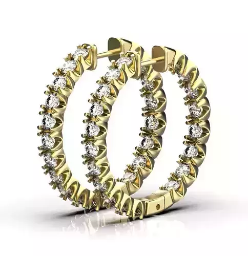 Hoop earring with 3 mm stones 