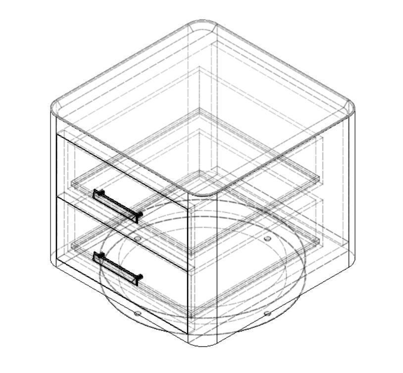 3D Nightstand Bedside Table with 2 drawers 3D model_5