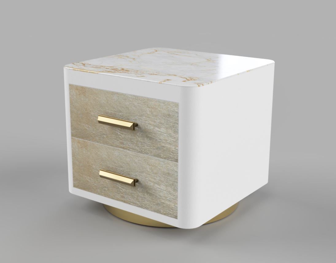 3D Nightstand Bedside Table with 2 drawers 3D model_1