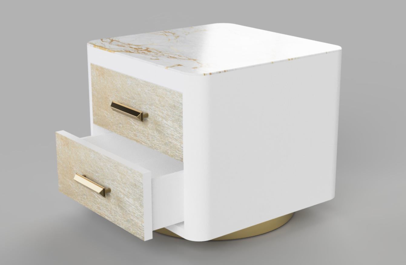 3D Nightstand Bedside Table with 2 drawers 3D model_2