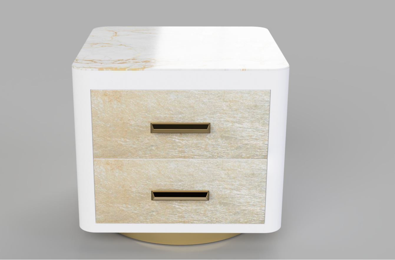 3D Nightstand Bedside Table with 2 drawers 3D model_3