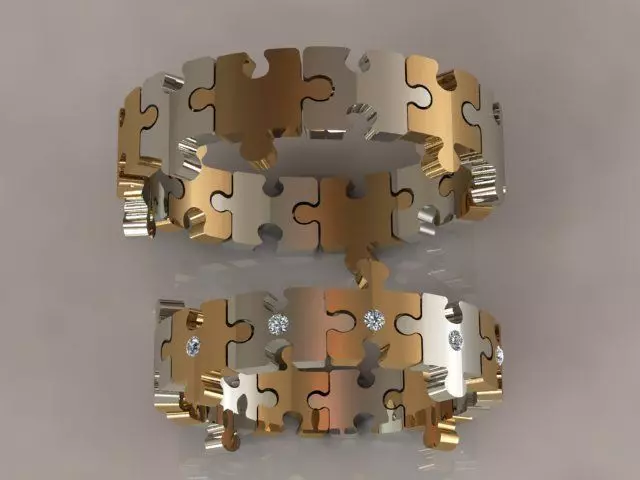 Puzzle set ring 3D print model_0