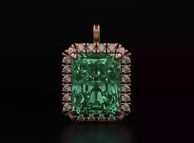 Beautiful pendant with diamonds and Radiant stone 591