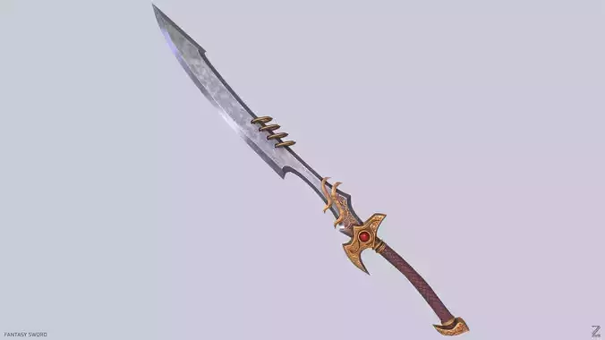 Fantasy sword Low-poly 3D model