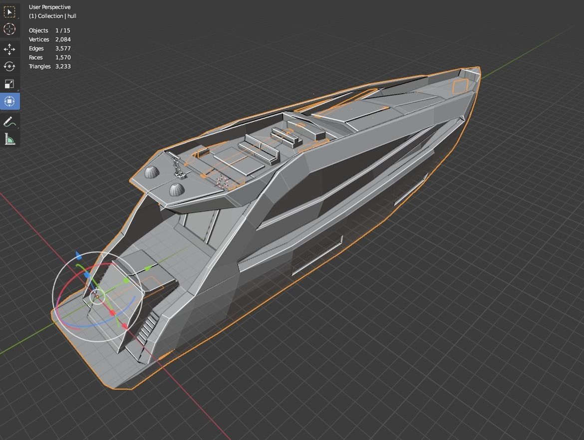 Super Yacht Designed for Games Low Poly  Low-poly 3D model_4