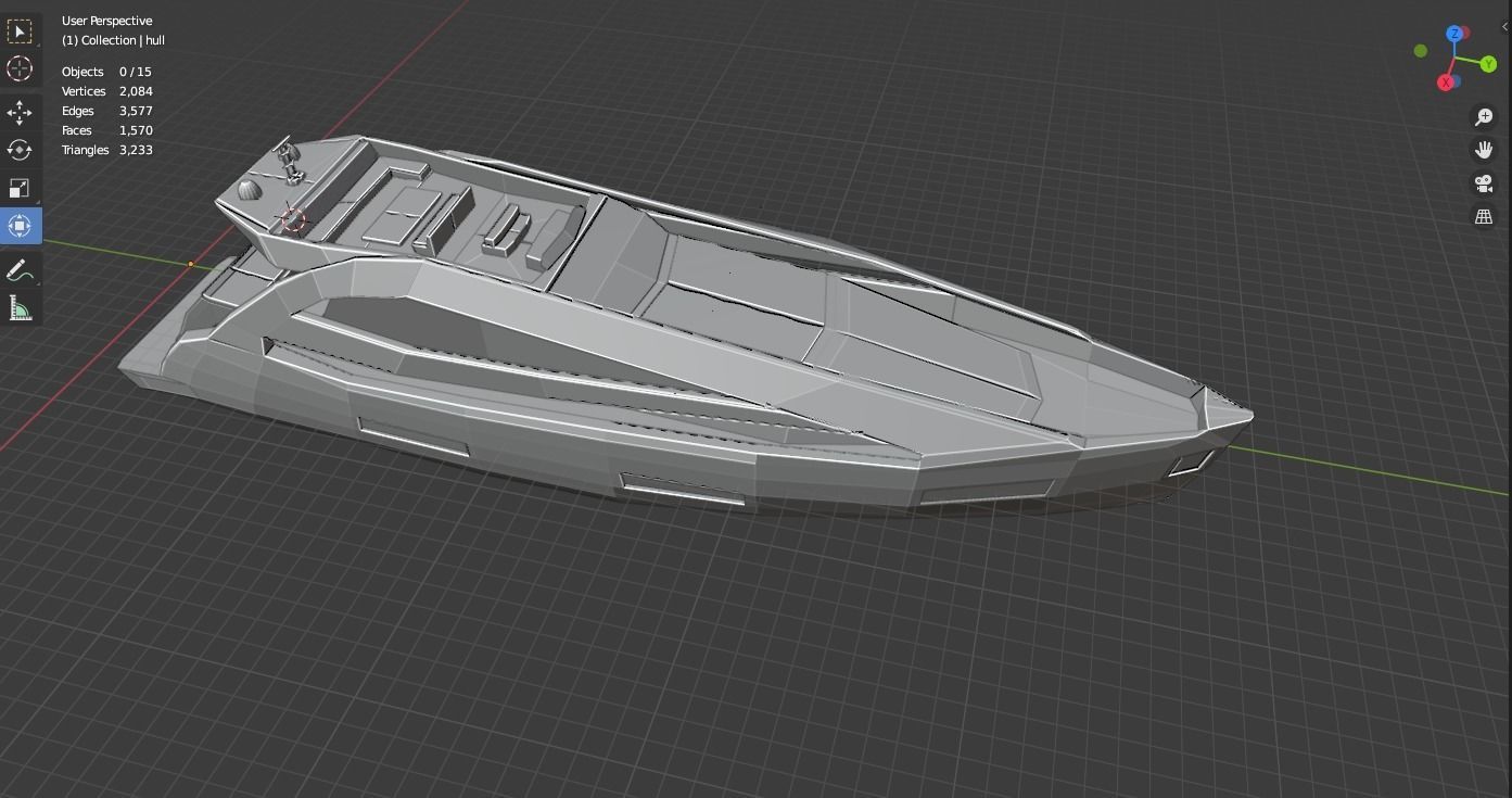 Super Yacht Designed for Games Low Poly  Low-poly 3D model_5