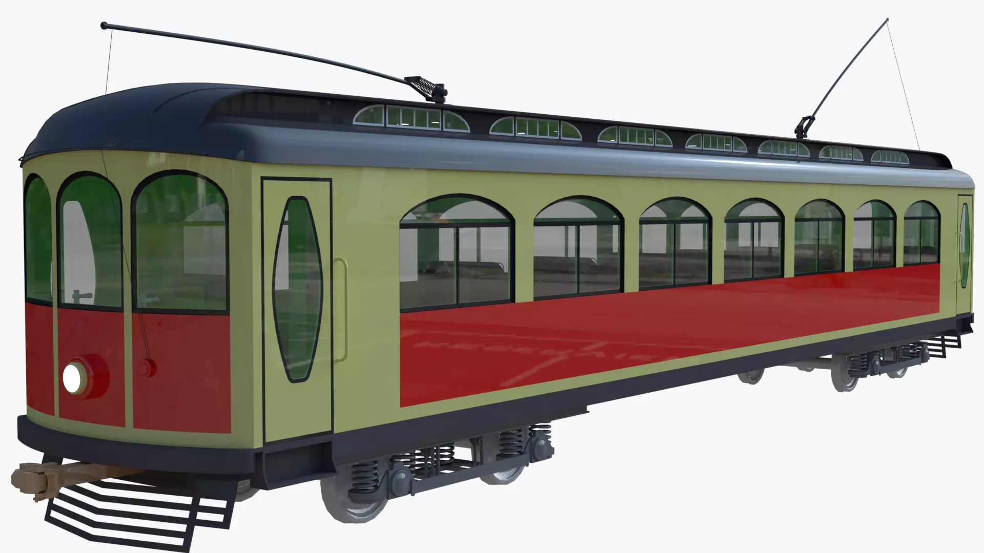 Historical tram 3D model_0