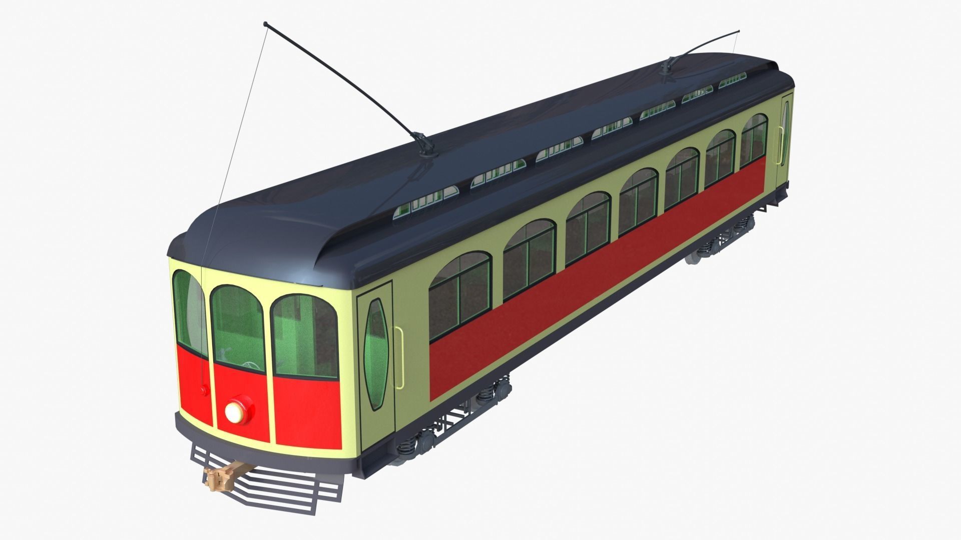 Historical tram 3D model_4