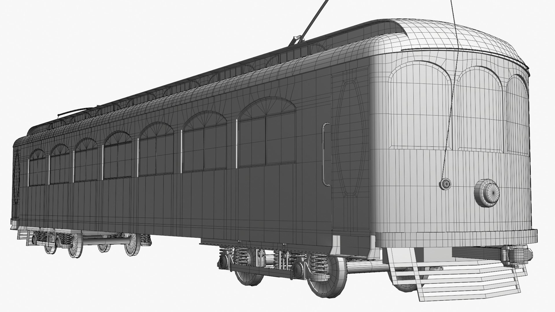 Historical tram 3D model_3