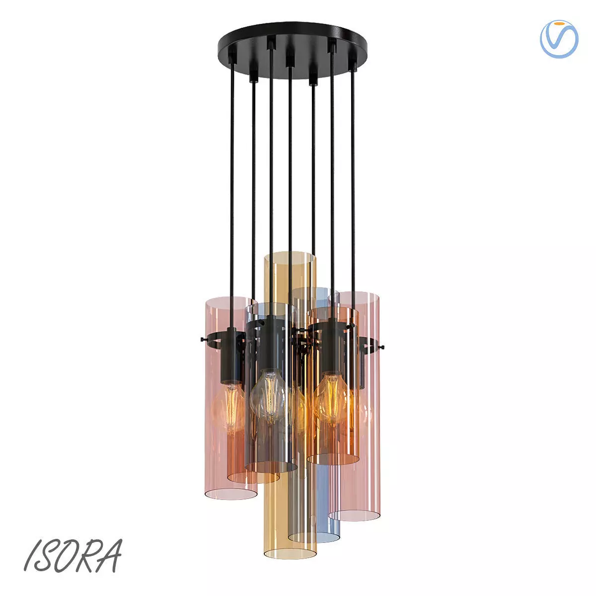 ISORA hanging light fixture glass tubes 3D model