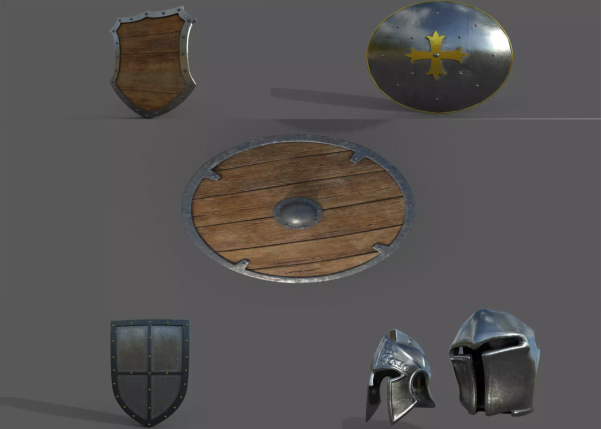 shields pack Low-poly 3D model Low-poly 3D model_0