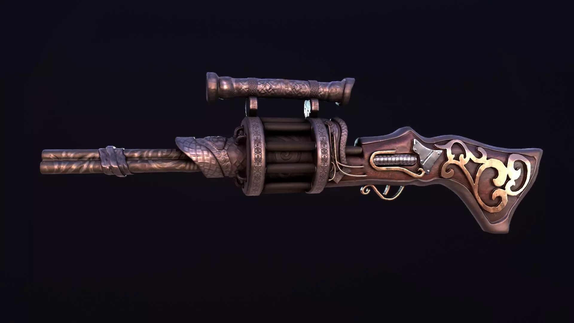 Steampunk stylize sniper 3D model_0
