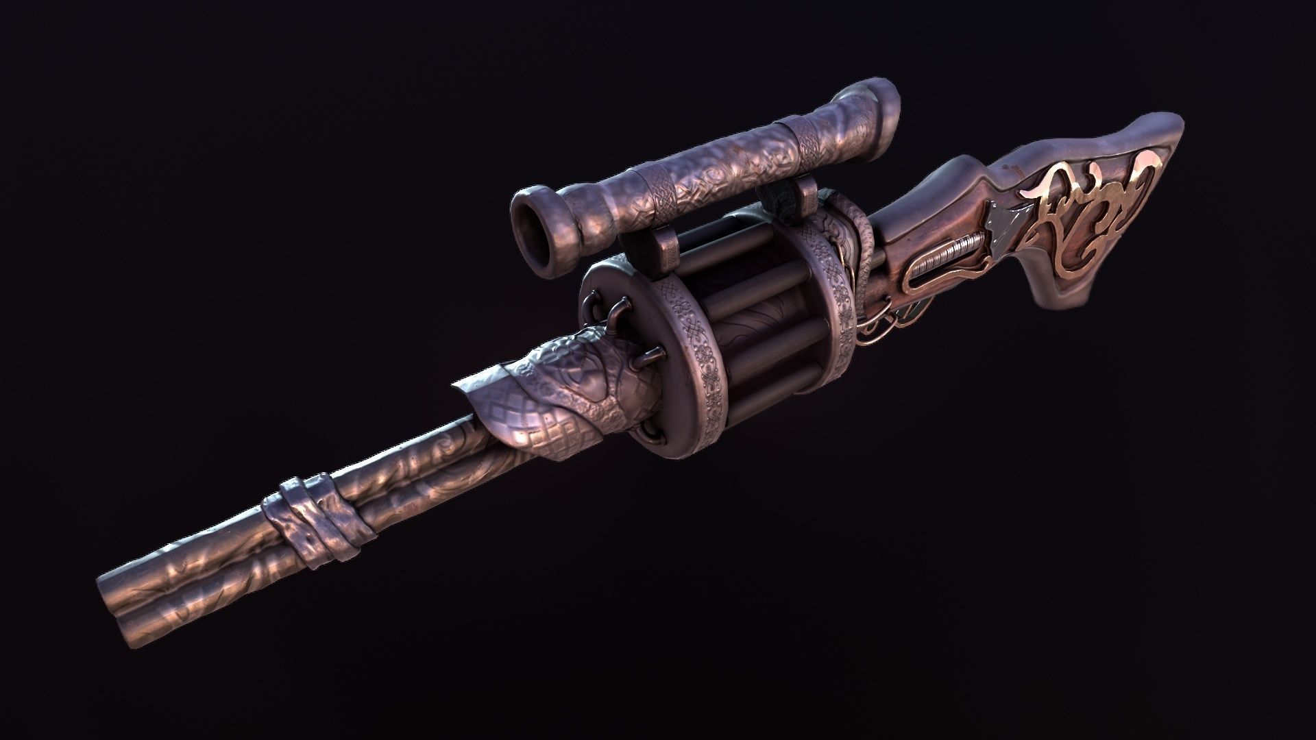 Steampunk stylize sniper 3D model_5