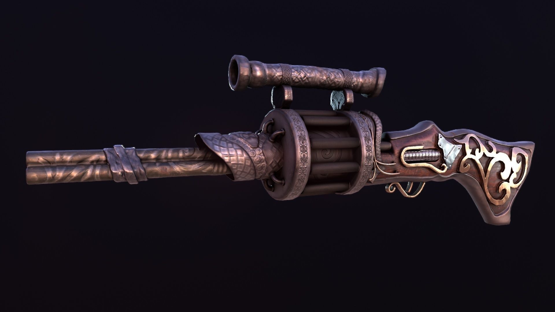 Steampunk stylize sniper 3D model_3