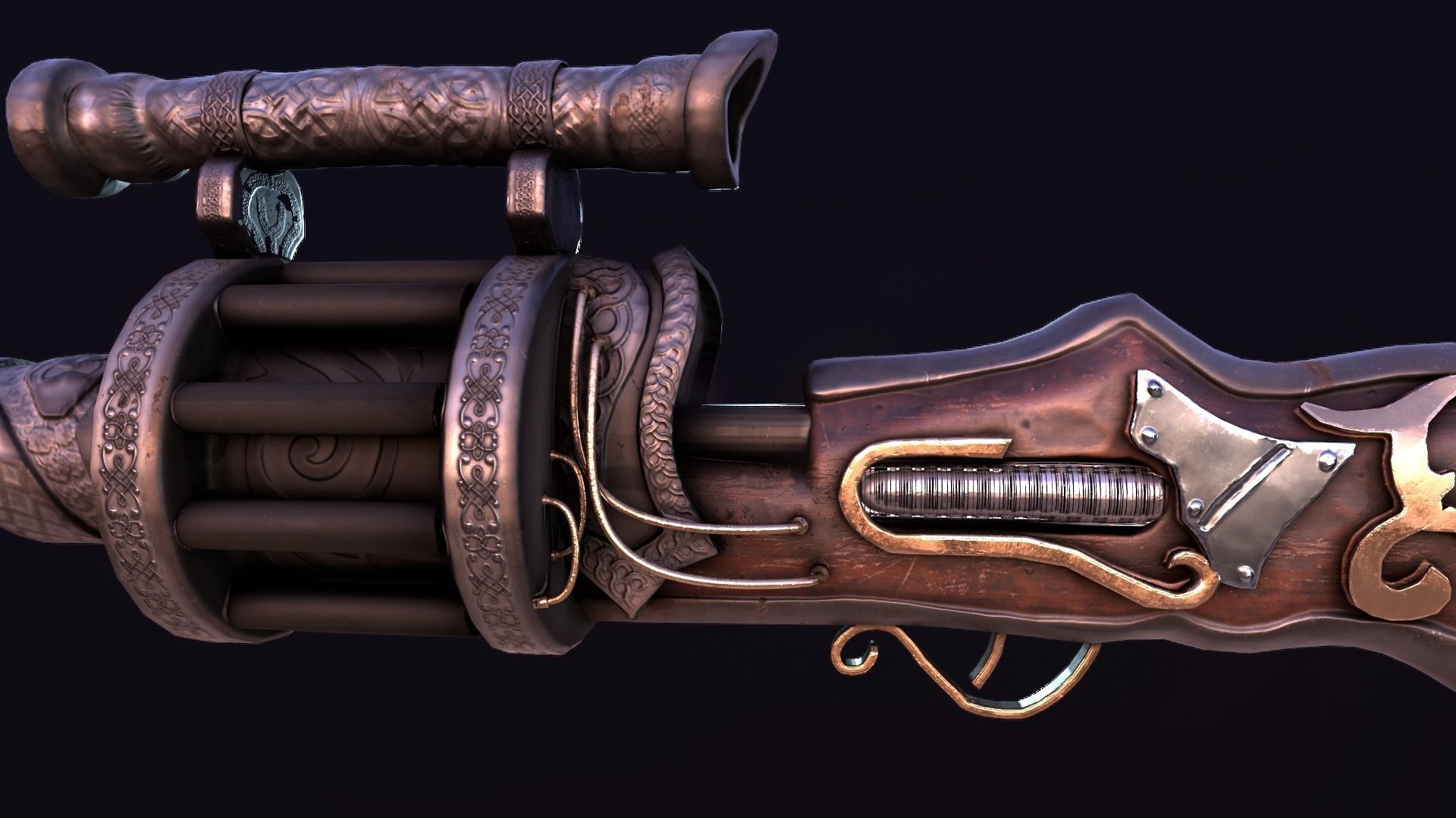 Steampunk stylize sniper 3D model_6