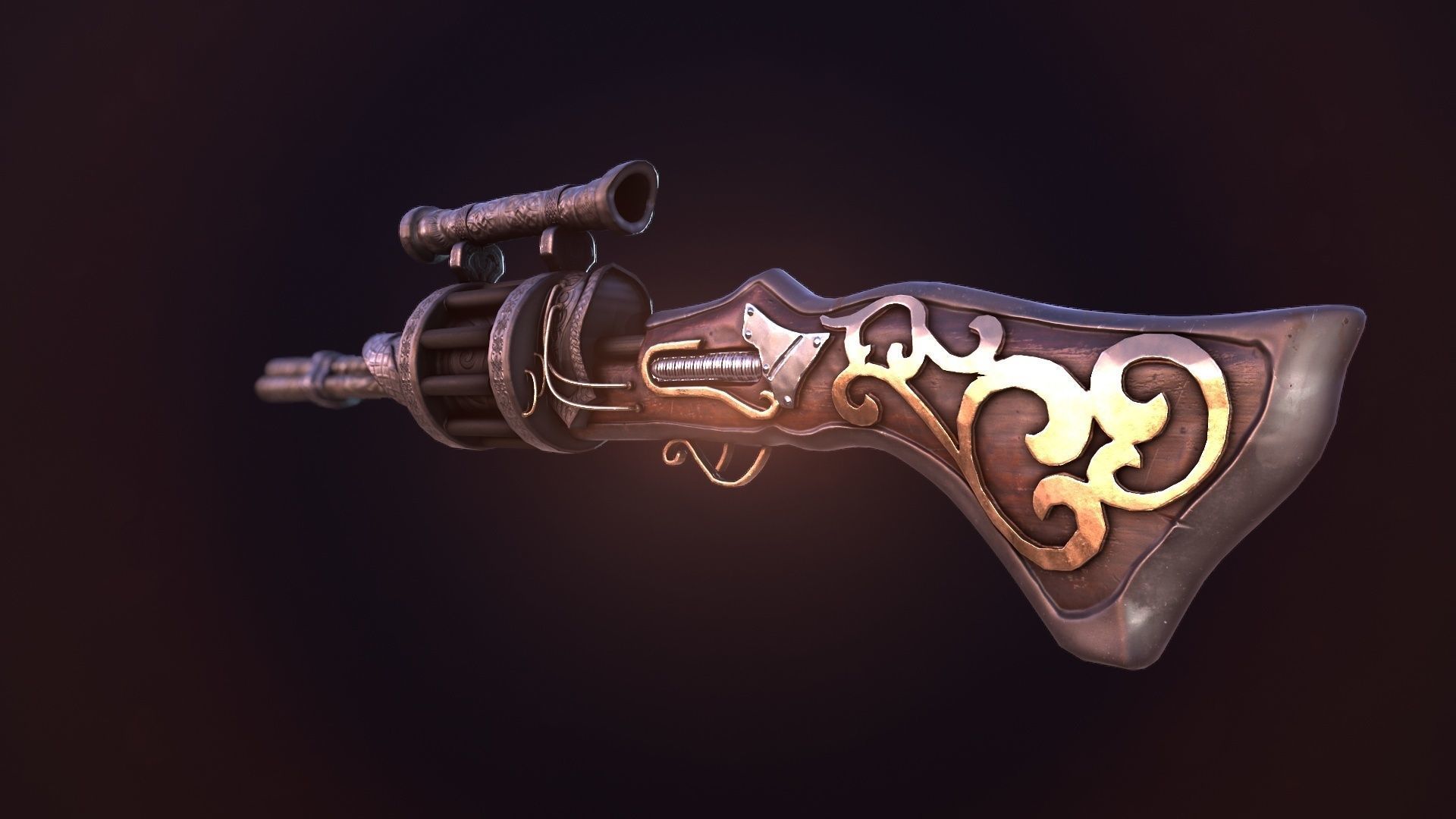 Steampunk stylize sniper 3D model_4