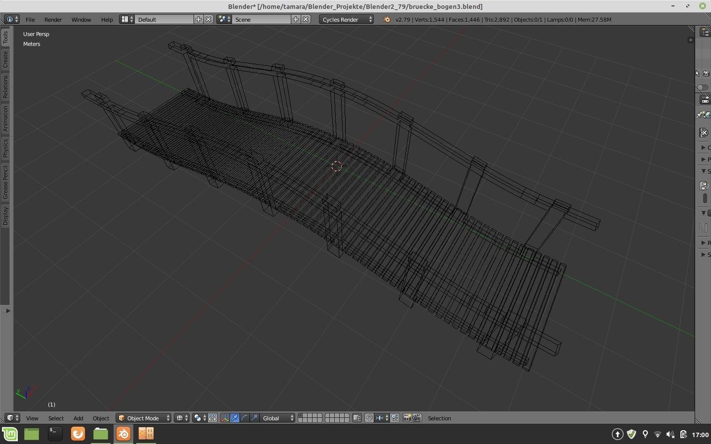 wooden bridge of oakwood japan style 3D model_3