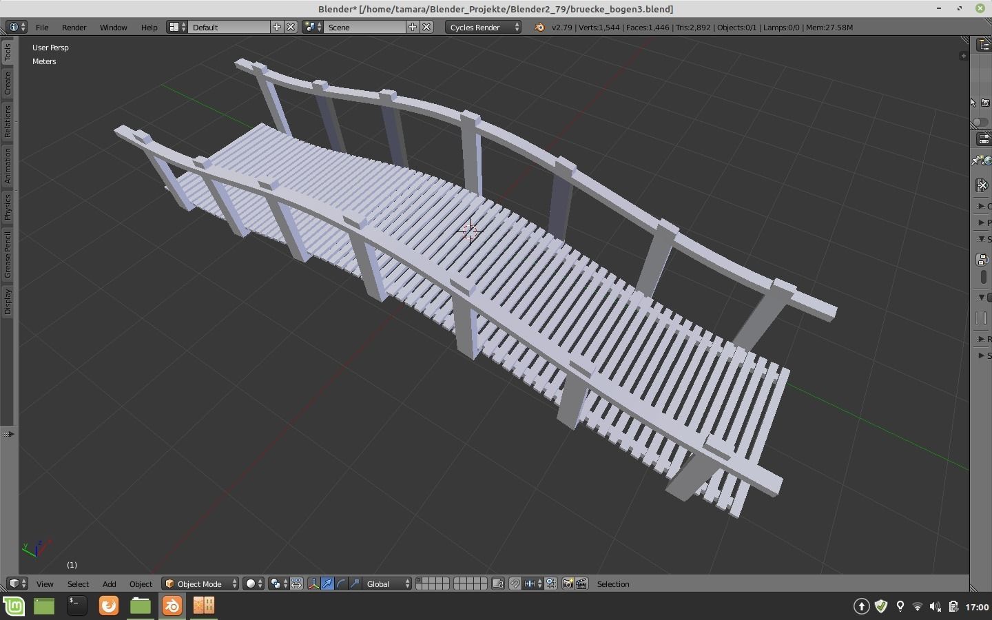 wooden bridge of oakwood japan style 3D model_2