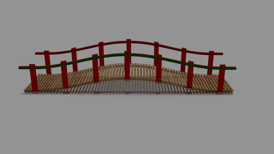 wooden bridge of oakwood japan style 3D model_0