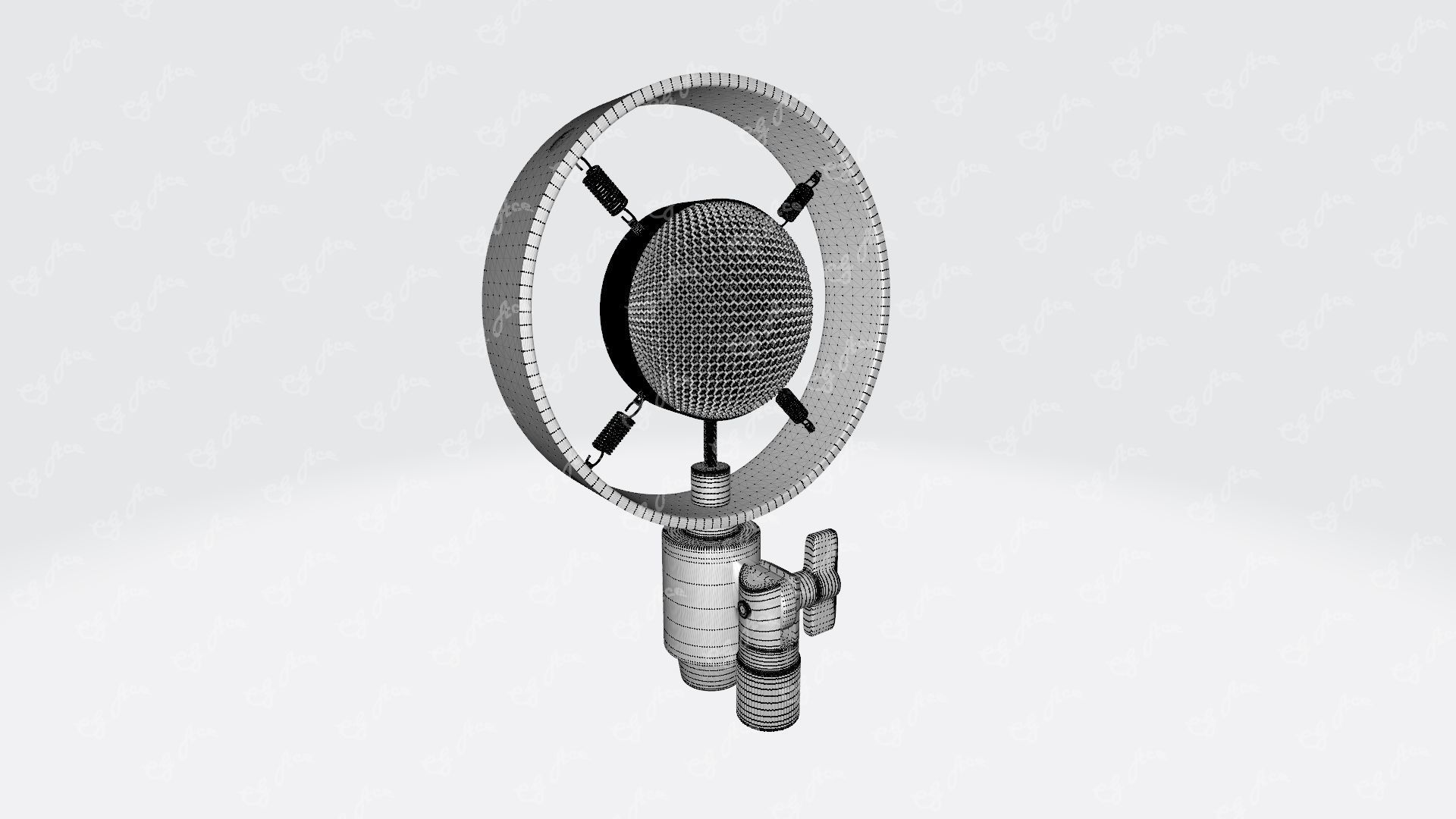 Antique Vintage Big Diaphragm Condenser Microphone 3D model_7