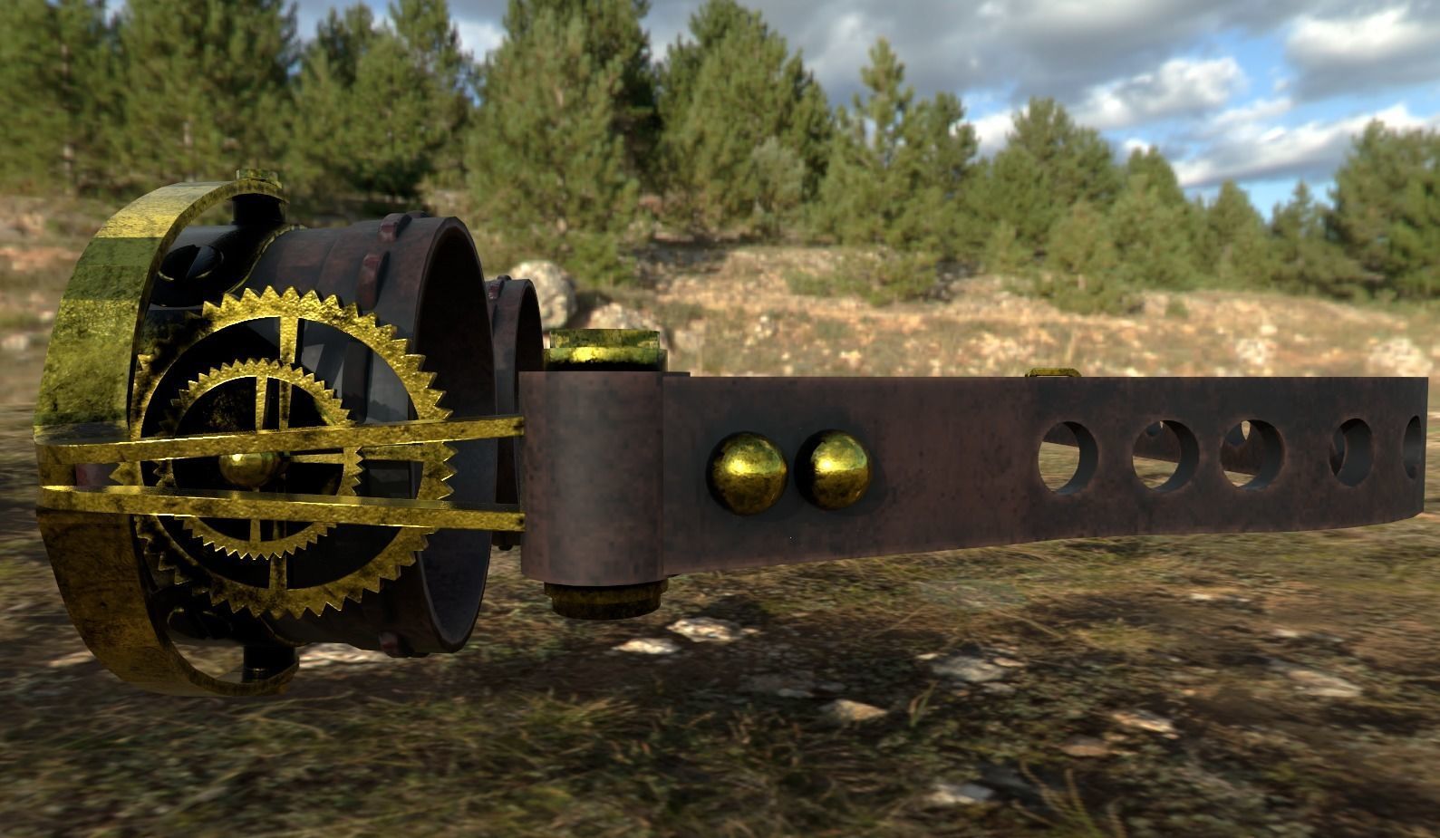 Glass - Steampunk Low-poly 3D model_8