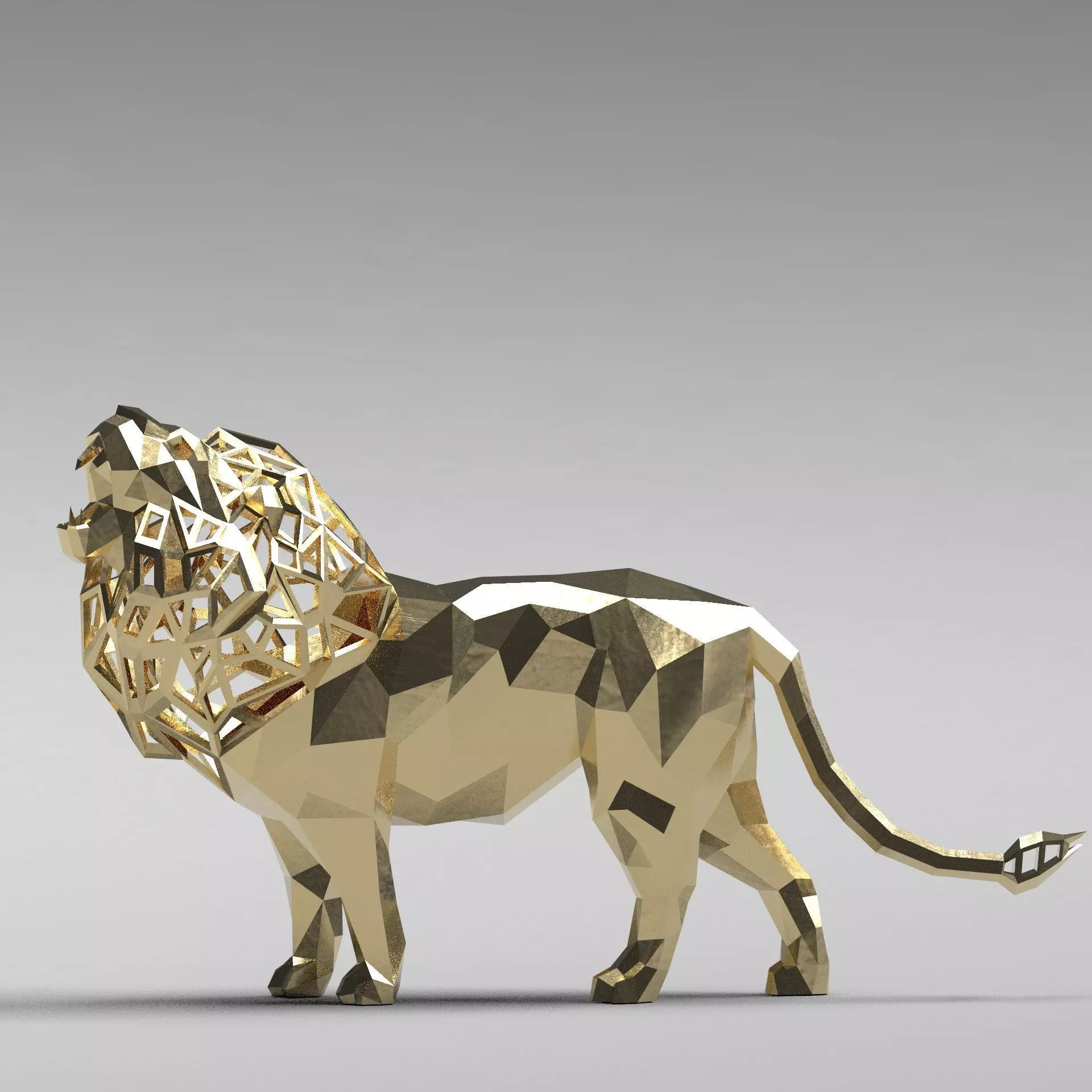 Figurine of geometric roaring lion 3D print model