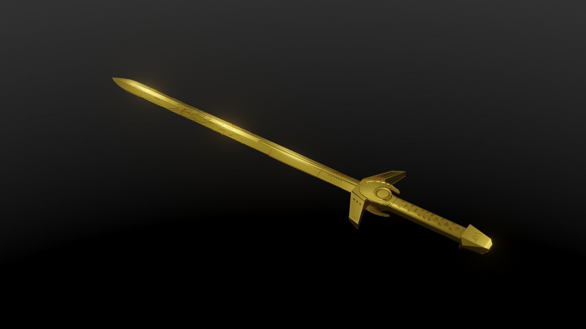 Dawnblade golden sword 3D print model_2
