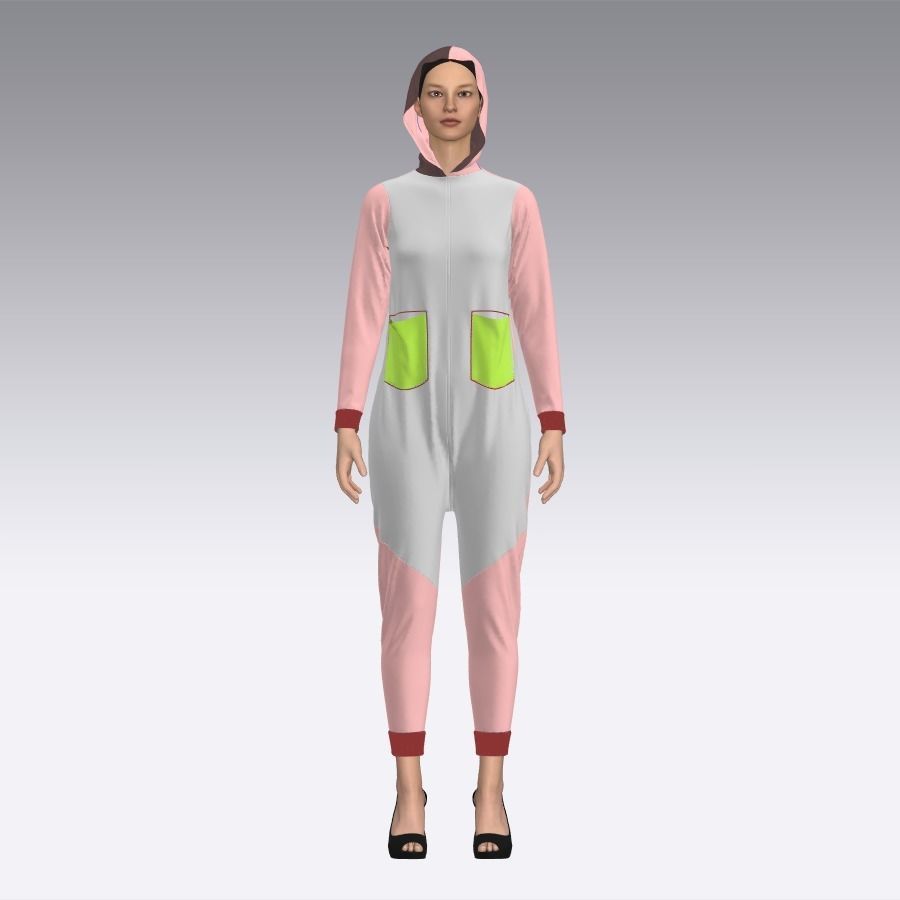 Marvelous Designer-Fashion Female Pajamas Low-poly 3D model_1