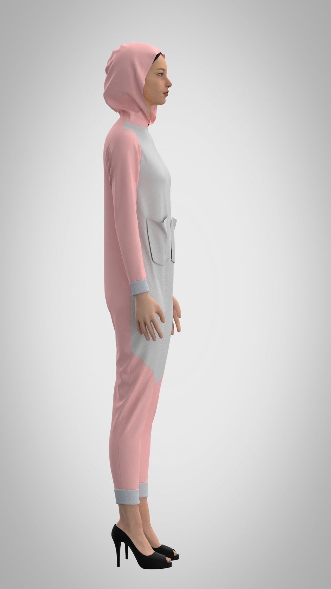 Marvelous Designer-Fashion Female Pajamas Low-poly 3D model_4