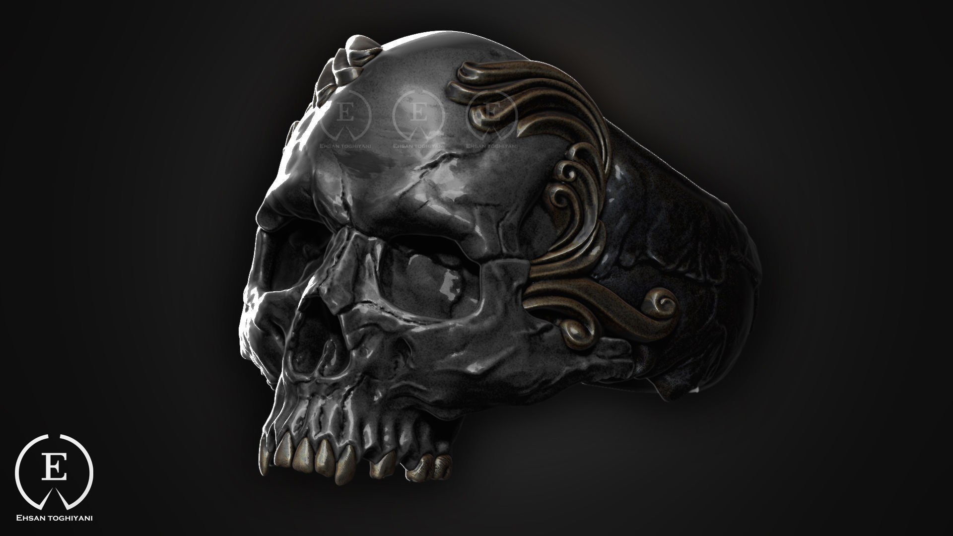 skull ring 3D print model_2