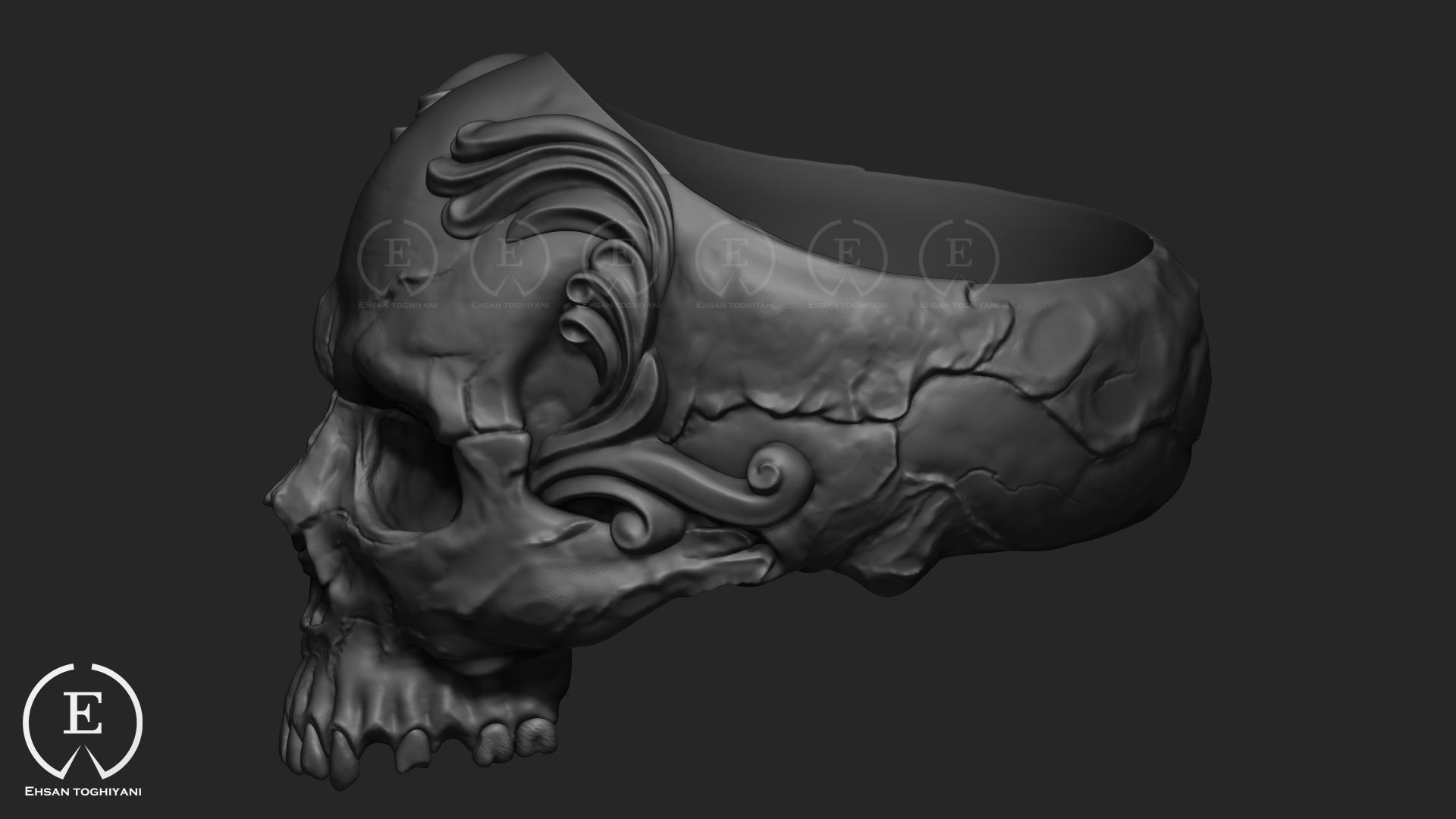 skull ring 3D print model_4