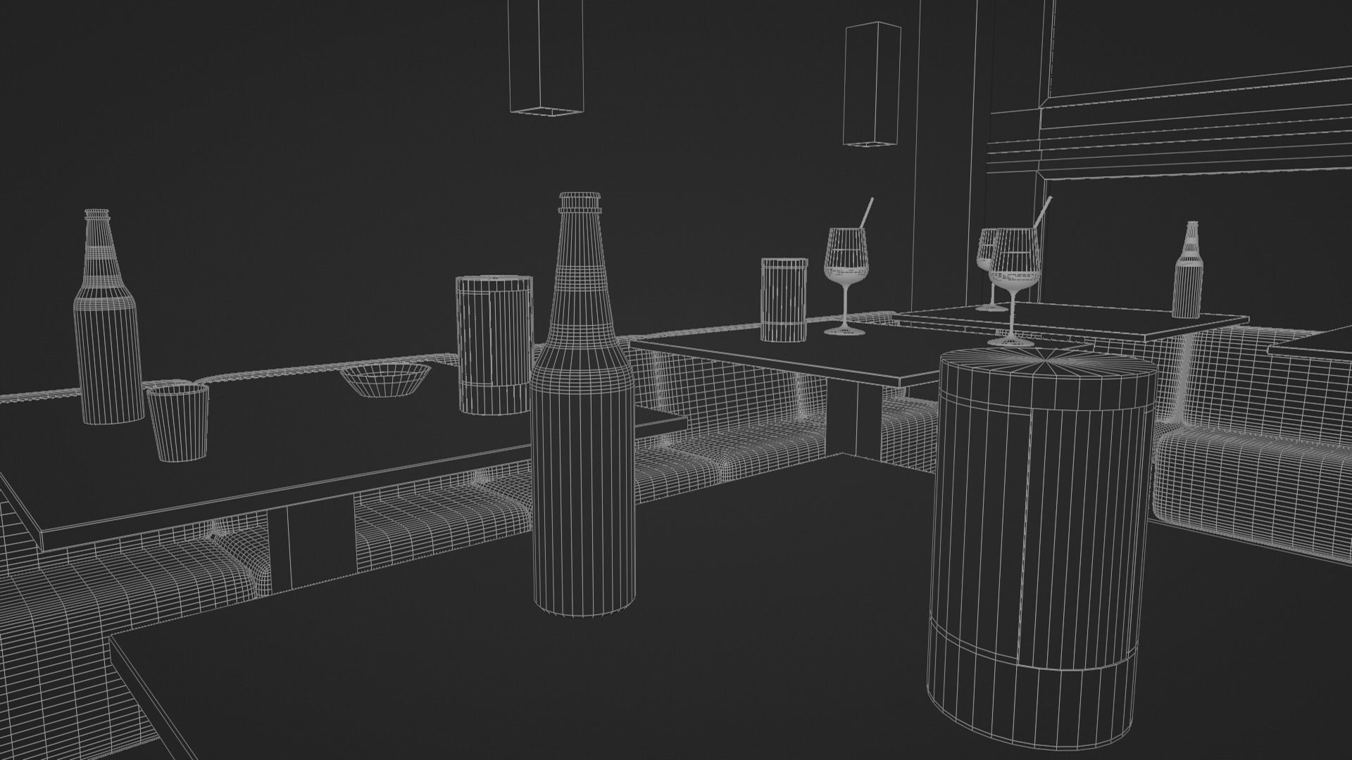 Modern Bar Scene intern at night 3D model_10
