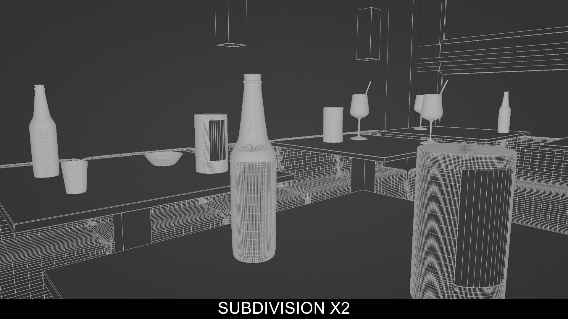 Modern Bar Scene intern at night 3D model_13