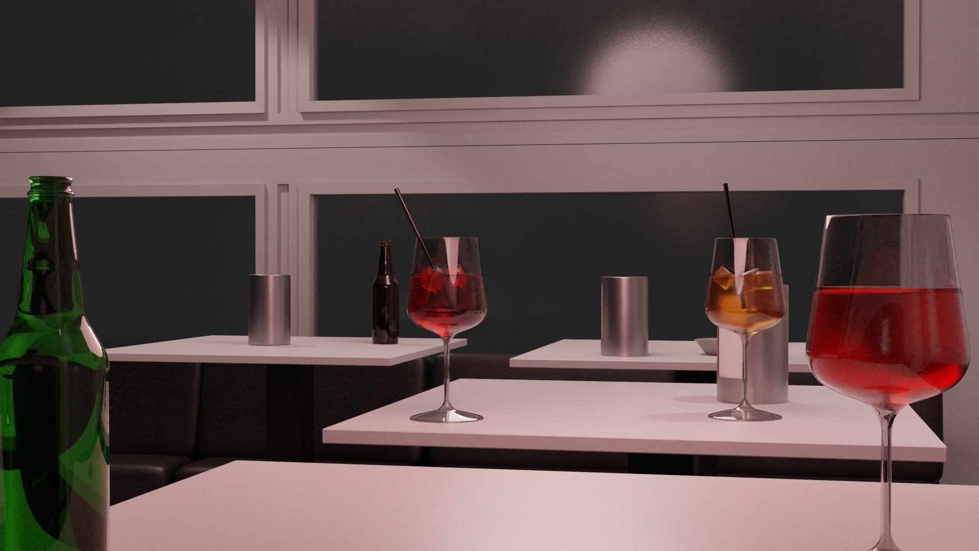 Modern Bar Scene intern at night 3D model_2