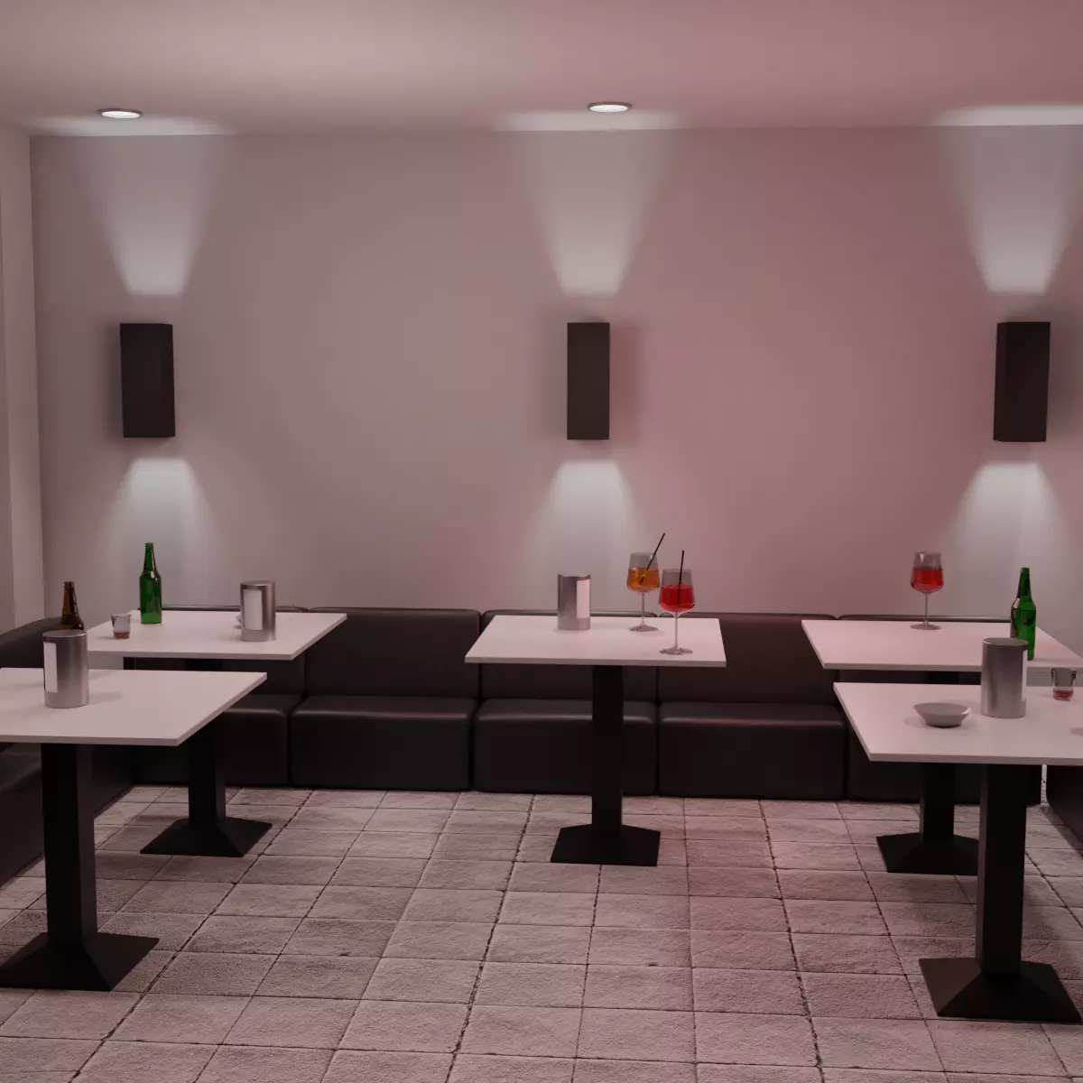 Modern Bar Scene intern at night 3D model_0