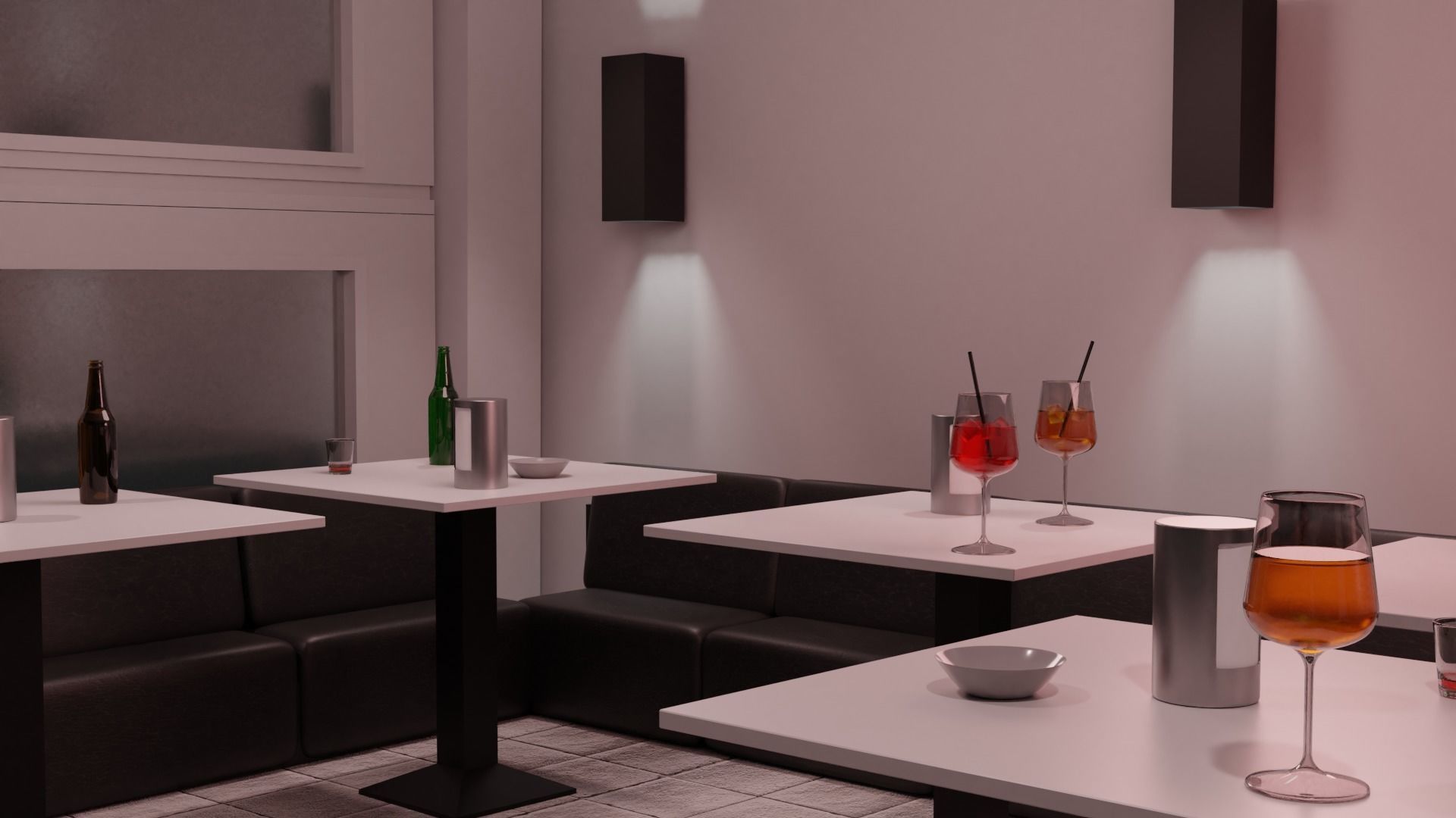 Modern Bar Scene intern at night 3D model_1