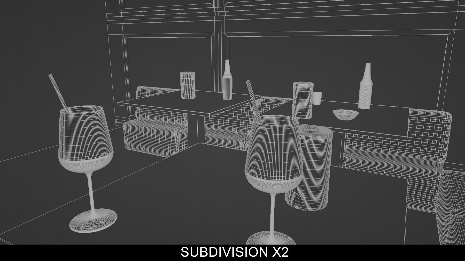 Modern Bar Scene intern at night 3D model_15