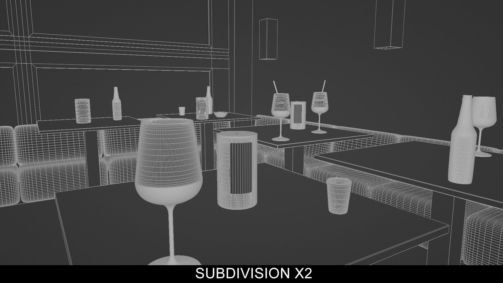 Modern Bar Scene intern at night 3D model_14