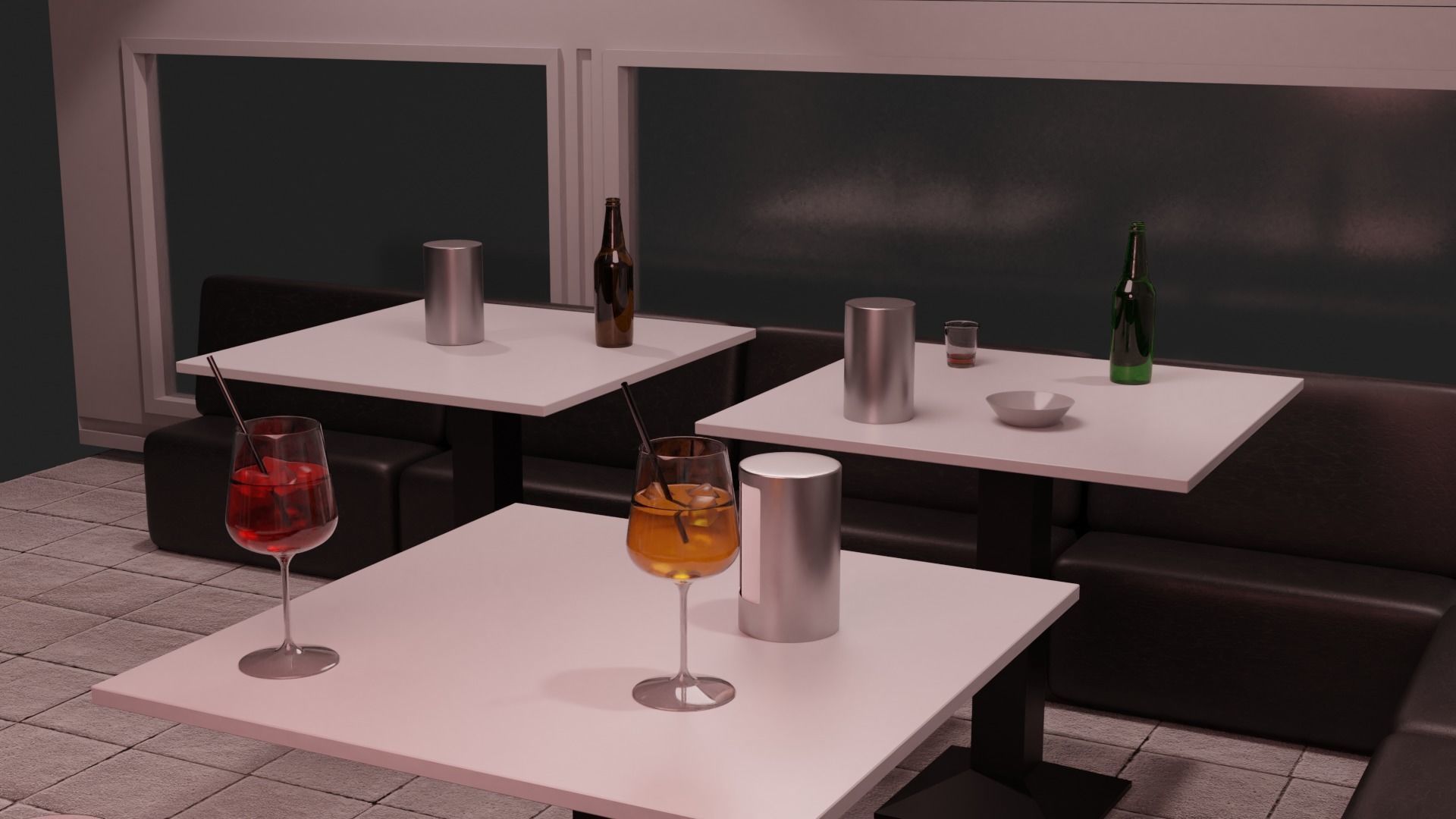 Modern Bar Scene intern at night 3D model_3
