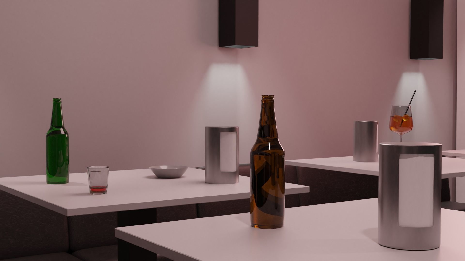 Modern Bar Scene intern at night 3D model_5