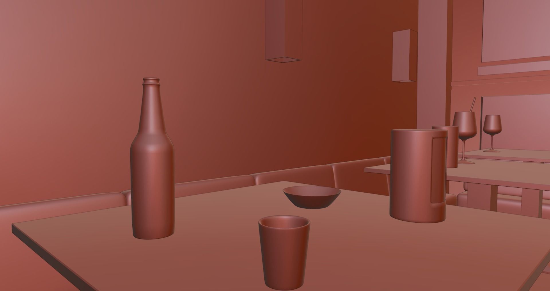 Modern Bar Scene intern at night 3D model_8